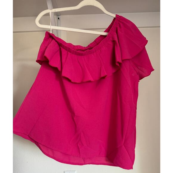 Dreimp Asymmetrical Blouse One-Shoulder Pink Size‎ Large - Picture 3 of 7